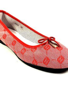 LUIGI TRAINI 🇮🇹 WOMEN'S RED SOFT LEATHER COMFORT FLAT SUMMER BALLET